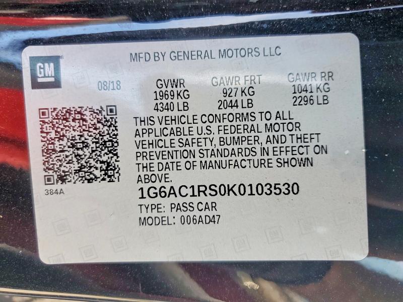 Aukcja sprzedaży 2019 Cadillac Ats, vin: 1G6AC1RS0K0103530, numer aukcji: 61700916