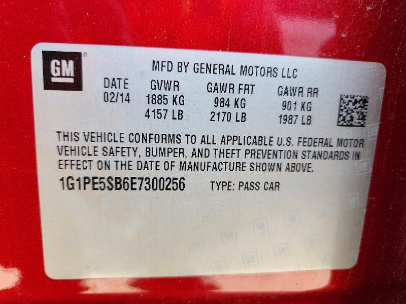 2014 Chevrolet Cruze მანქანა იყიდება აუქციონზე, vin: 1G1PE5SB6E7300256, აუქციონის ნომერი: 62463596