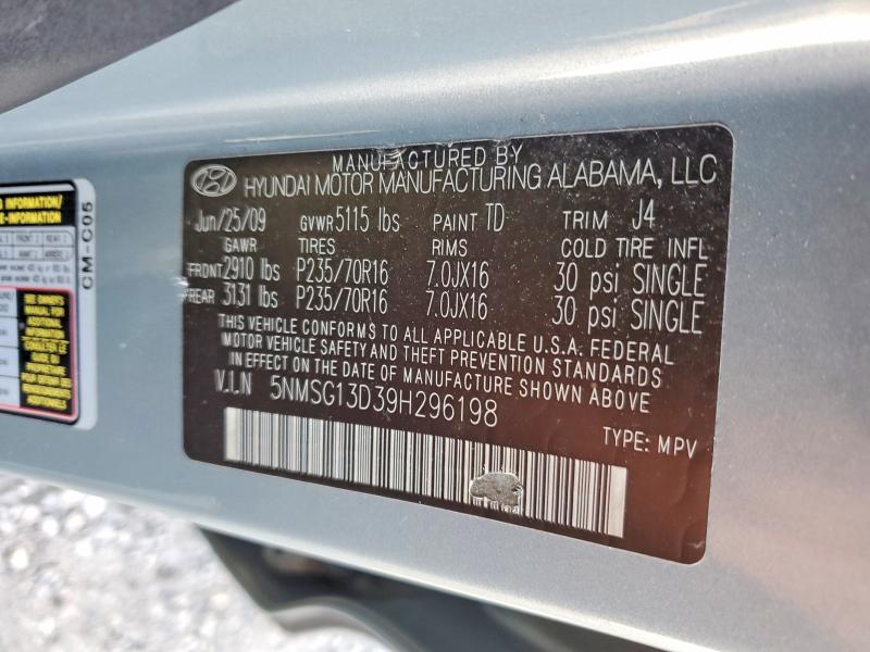 Продажа на аукционе авто 2009 Hyundai Santa Fe, vin: 5NMSG13D39H296198, номер лота: 59242046