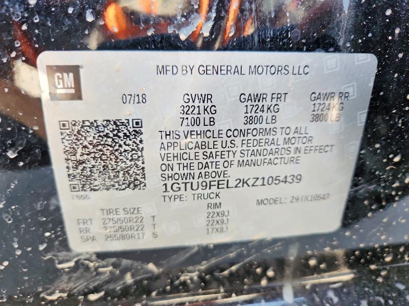 Продажа на аукционе авто 2019 Gmc Sierra, vin: 1GTU9FEL2KZ105439, номер лота: 62757016