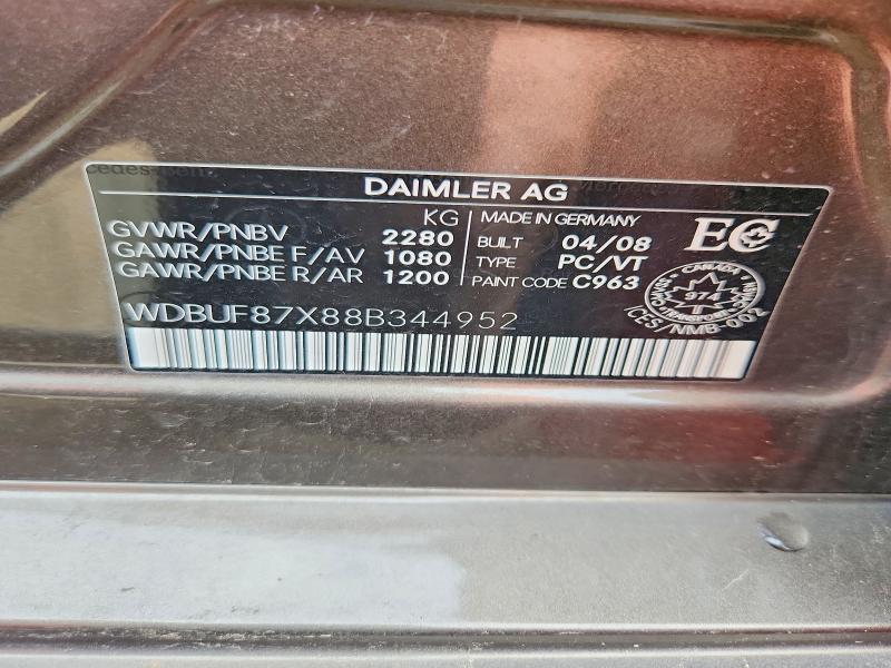 Продажа на аукционе авто 2008 Mercedes-benz E, vin: WDBUF87X88B344952, номер лота: 60563026