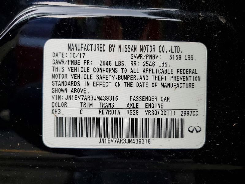 2018 Infiniti Q50 მანქანა იყიდება აუქციონზე, vin: JN1EV7AR3JM439316, აუქციონის ნომერი: 60642146
