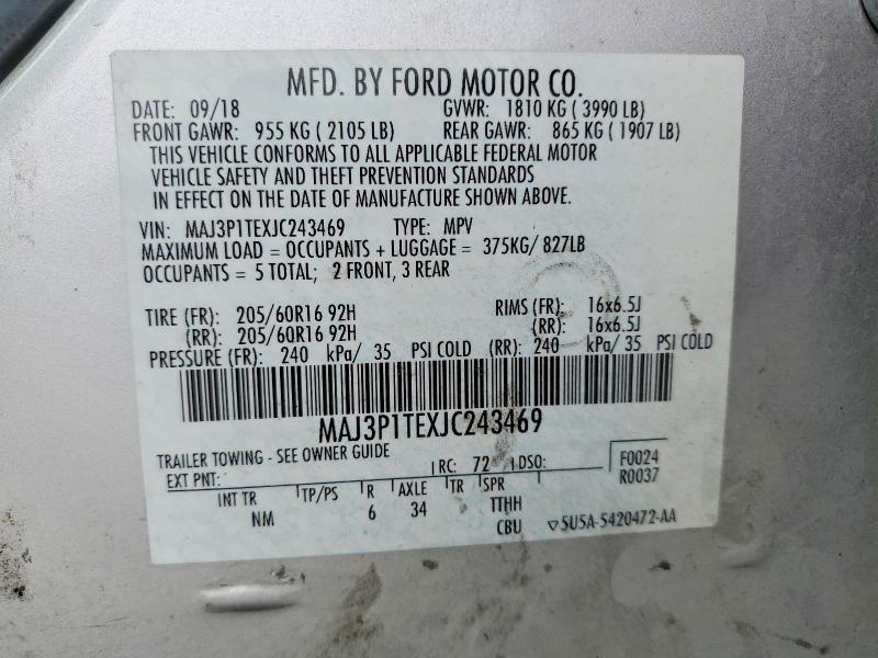 Продажа на аукционе авто 2018 Ford Ecosport, vin: MAJ3P1TEXJC243469, номер лота: 59871386