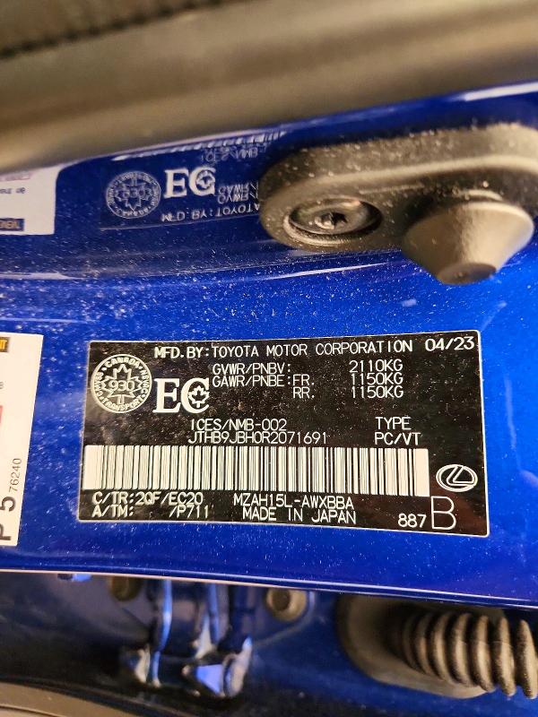 58963456 :رقم المزاد ، JTHB9JBH0R2071691 vin ، 2024 Lexus Ux 250h مزاد بيع