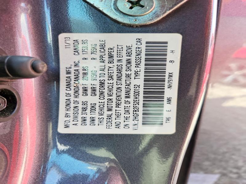 Aukcja sprzedaży 2014 Honda Civic, vin: 2HGFB2F52EH500152, numer aukcji: 61395676