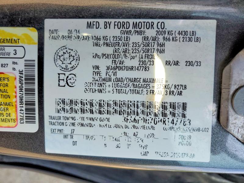 Продажа на аукционе авто 2017 Ford Fusion, vin: 3FA6P0H70HR147783, номер лота: 58225616