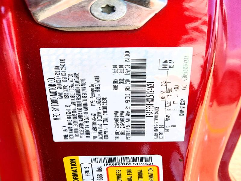 62711796 :رقم المزاد ، 1FA6P8THXL5124621 vin ، 2020 Ford Mustang مزاد بيع