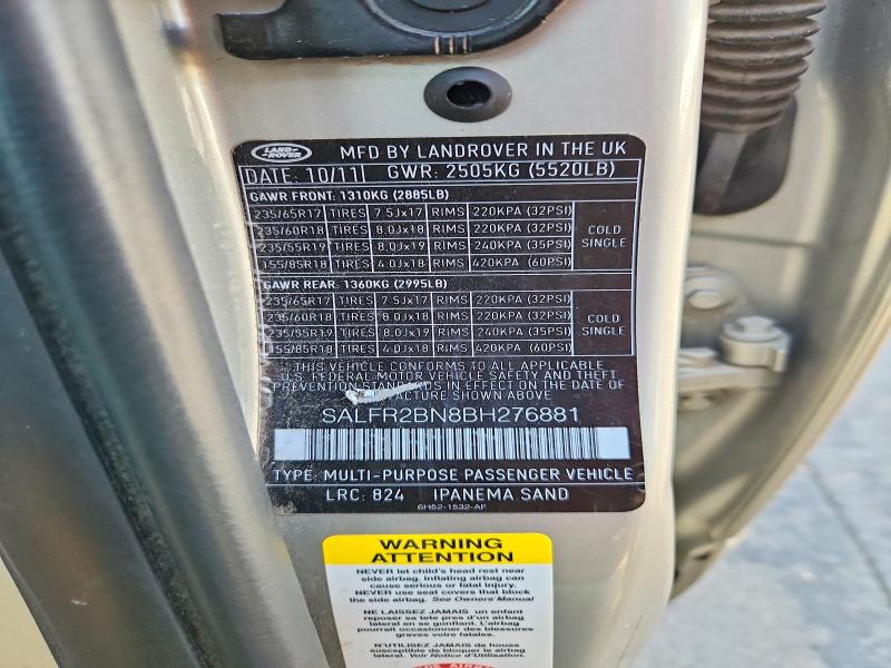 Продаж на аукціоні авто 2011 Land Rover Lr2, vin: SALFR2BN8BH276881, номер лоту: 61071936