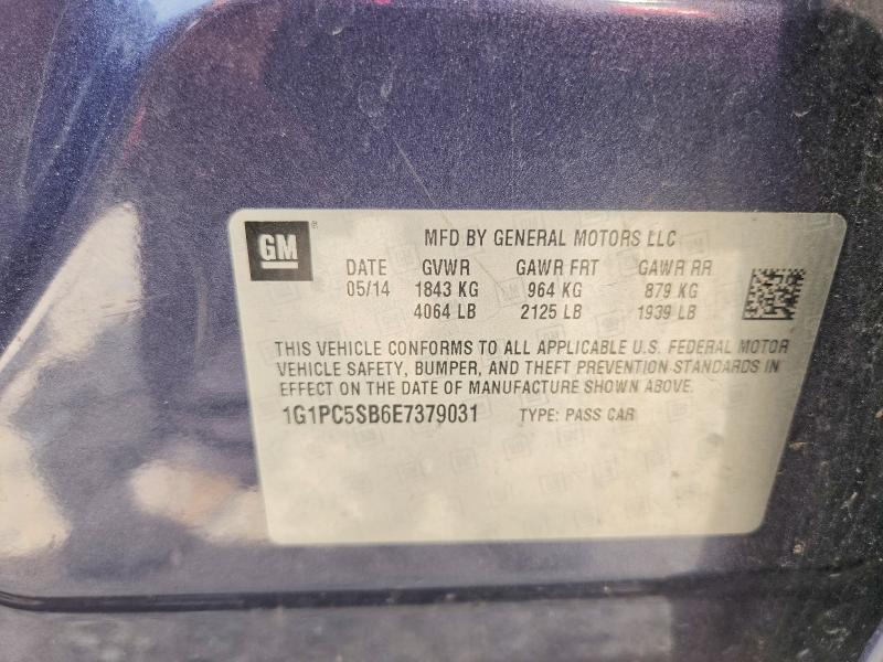2014 Chevrolet Cruze მანქანა იყიდება აუქციონზე, vin: 1G1PC5SB6E7379031, აუქციონის ნომერი: 60159186