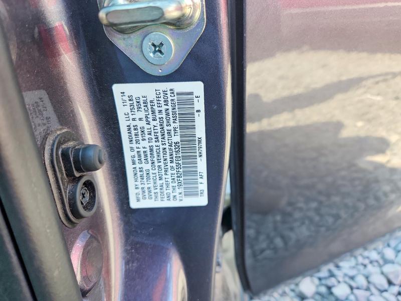 Продажа на аукционе авто 2015 Honda Civic, vin: 19XFB2F55FE016326, номер лота: 60762326