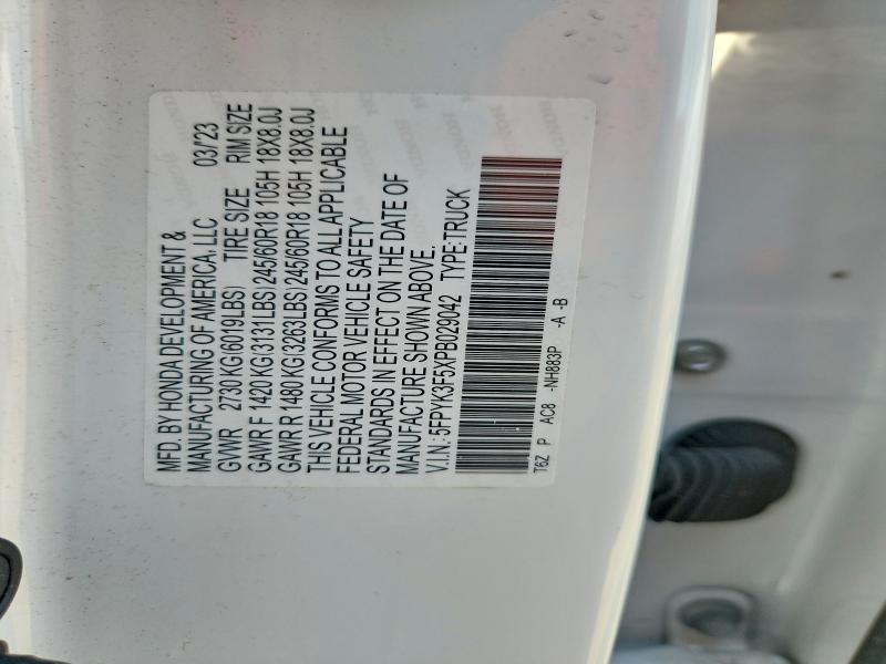 59968566 :رقم المزاد ، 5FPYK3F5XPB029042 vin ، 2023 Honda Ridgeline مزاد بيع