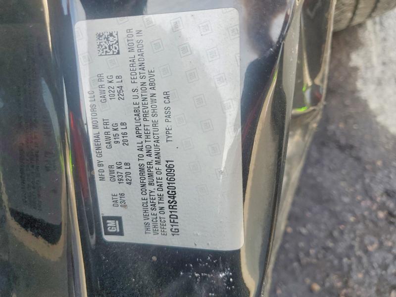 2016 Chevrolet Camaro მანქანა იყიდება აუქციონზე, vin: 1G1FD1RS4G0160961, აუქციონის ნომერი: 63120666