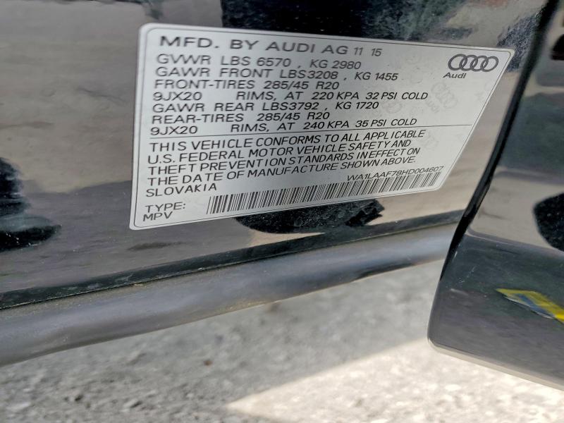 Продажа на аукционе авто 2017 Audi Q7, vin: WA1LAAF78HD004607, номер лота: 63389556