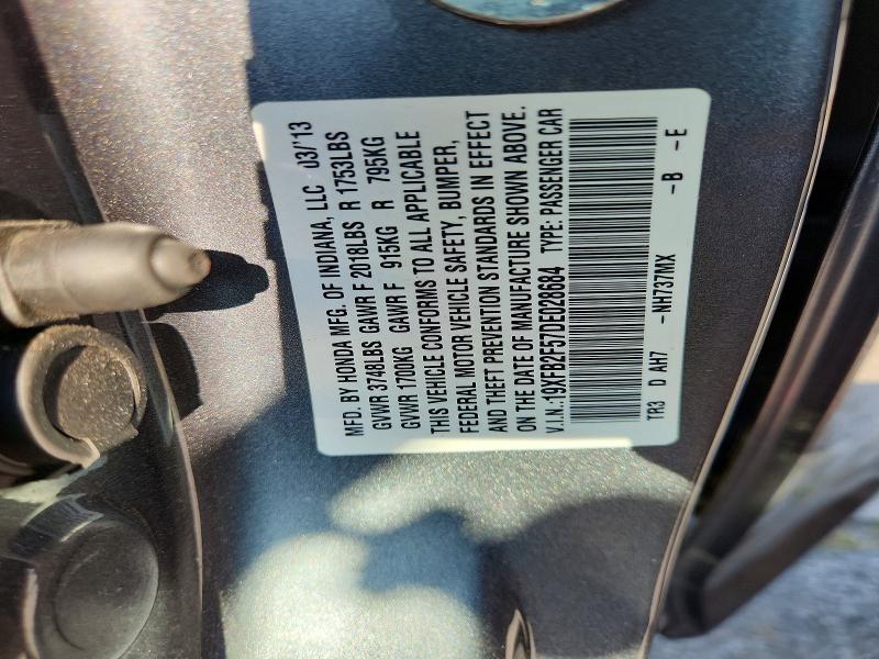63149036 :رقم المزاد ، 19XFB2F57DE028684 vin ، 2013 Honda Civic مزاد بيع