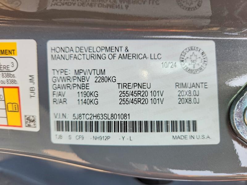 Aukcja sprzedaży 2025 Acura Rdx, vin: 5J8TC2H63SL801081, numer aukcji: 61937506