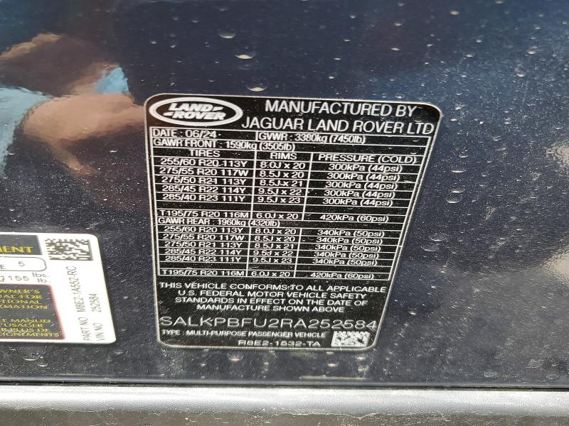 Продаж на аукціоні авто 2024 Land Rover Range Rover, vin: SALKPBFU2RA252584, номер лоту: 56294946