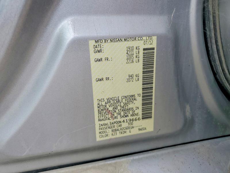 2013 Nissan Altima მანქანა იყიდება აუქციონზე, vin: 1N4AL3AP0DN419666, აუქციონის ნომერი: 61016866