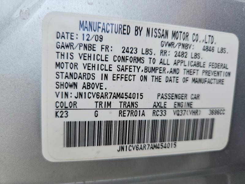 Aukcja sprzedaży 2010 Infiniti G37 Sedan, vin: JN1CV6AR7AM454015, numer aukcji: 63179956