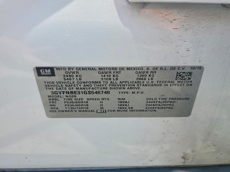 Продаж на аукціоні авто 2016 Cadillac Srx, vin: 3GYFNBE31GS546748, номер лоту: 59805216