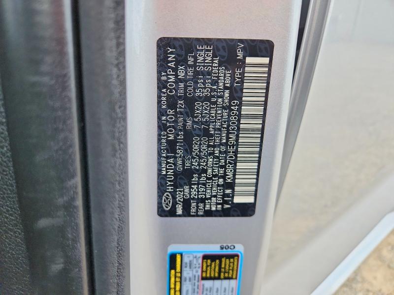 2021 Hyundai Palisade მანქანა იყიდება აუქციონზე, vin: KM8R7DHE9MU308949, აუქციონის ნომერი: 60454336