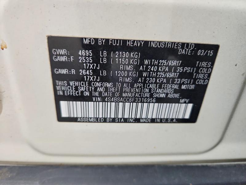 Продажа на аукционе авто 2015 Subaru Outback, vin: 4S4BSACC6F3316956, номер лота: 61127706