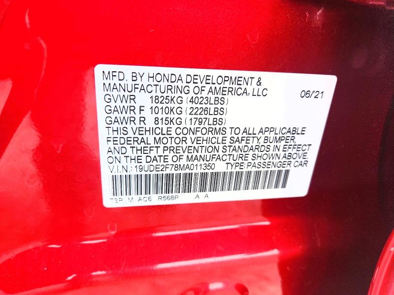 2021 Acura Ilx მანქანა იყიდება აუქციონზე, vin: 19UDE2F78MA011350, აუქციონის ნომერი: 62459616