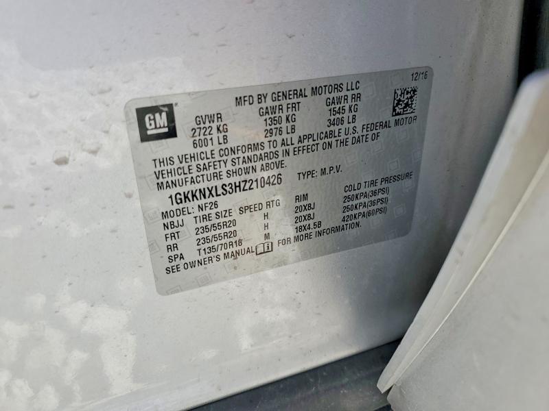 2017 Gmc Acadia მანქანა იყიდება აუქციონზე, vin: 1GKKNXLS3HZ210426, აუქციონის ნომერი: 57653266