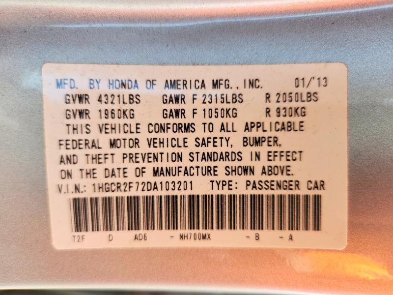 Продаж на аукціоні авто 2013 Honda Accord, vin: 1HGCR2F72DA103201, номер лоту: 62004846