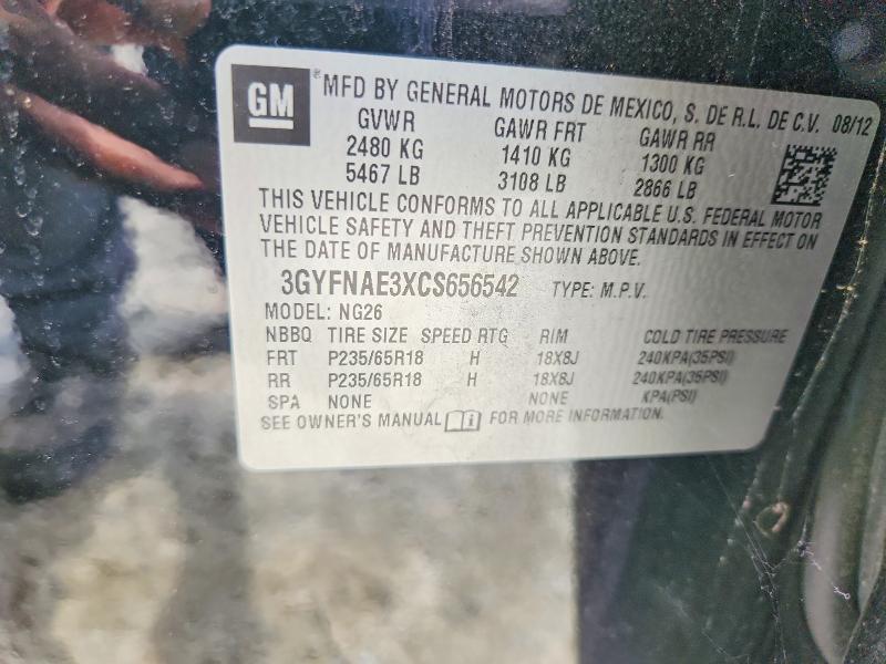 62599236 :رقم المزاد ، 3GYFNAE3XCS656542 vin ، 2012 Cadillac Srx مزاد بيع