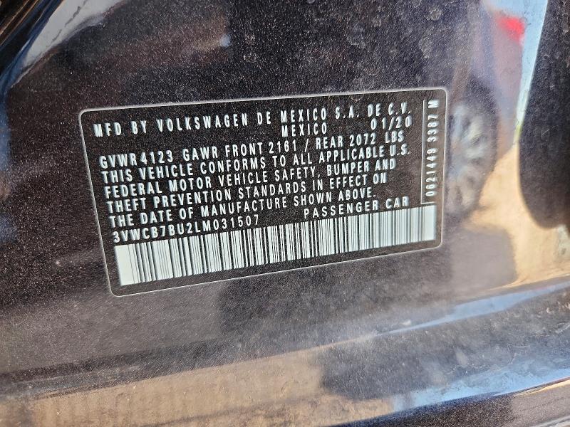 Aukcja sprzedaży 2020 Volkswagen Jetta, vin: 3VWCB7BU2LM031507, numer aukcji: 59662836