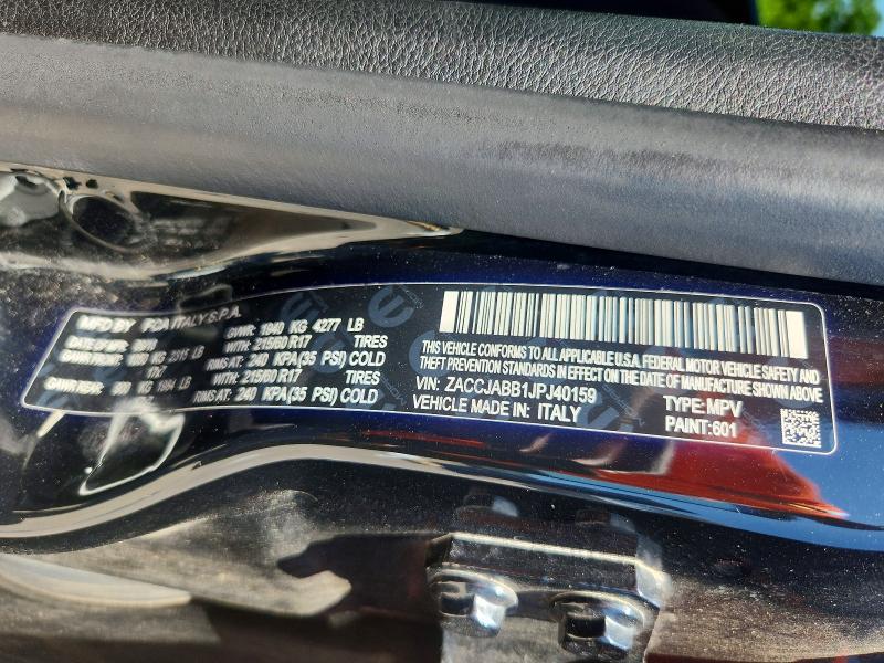 58459816 :رقم المزاد ، ZACCJABB1JPJ40159 vin ، 2018 Jeep Renegade مزاد بيع