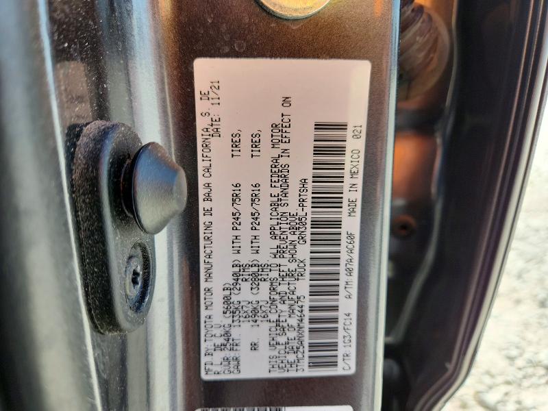 63295186 :رقم المزاد ، 3TMCZ5ANXNM464475 vin ، 2022 Toyota Tacoma مزاد بيع