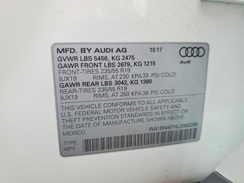 Aukcja sprzedaży 2018 Audi Q5, vin: WA1BNAFY5J2083289, numer aukcji: 59384546