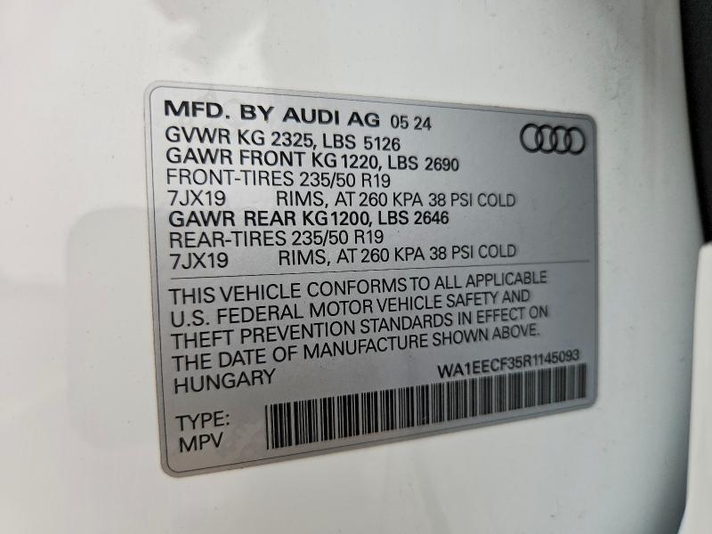 Продаж на аукціоні авто 2024 Audi Q3, vin: WA1EECF35R1145093, номер лоту: 61058286