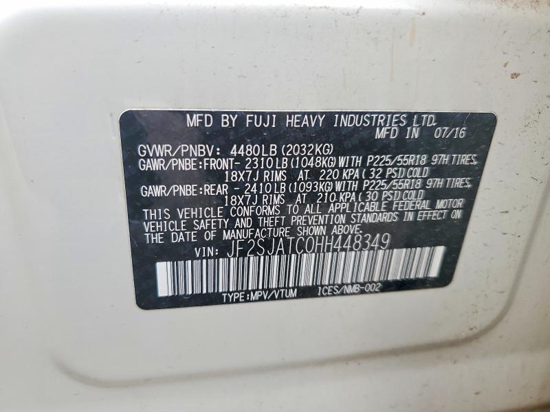 Aukcja sprzedaży 2017 Subaru Forester, vin: JF2SJATC0HH448349, numer aukcji: 61248496