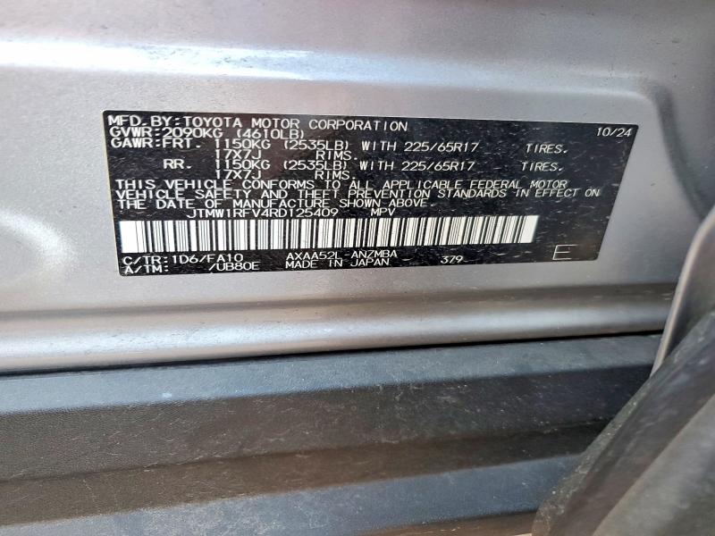 2024 Toyota Rav4 მანქანა იყიდება აუქციონზე, vin: JTMW1RFV4RD125409, აუქციონის ნომერი: 63367106