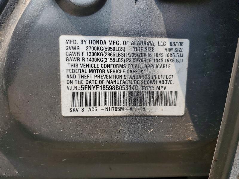Aukcja sprzedaży 2008 Honda Pilot, vin: 5FNYF18598B053140, numer aukcji: 61232476