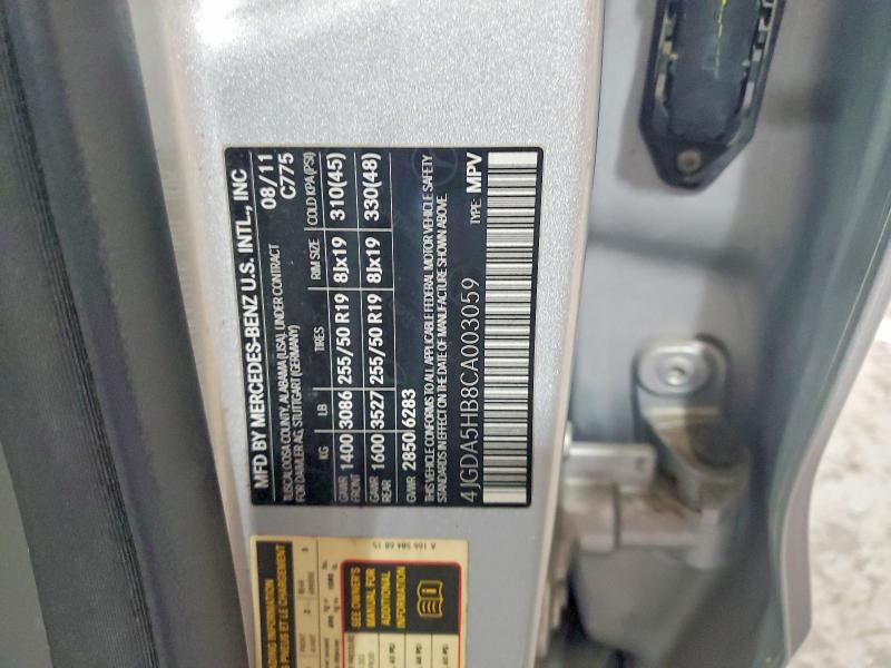 Продаж на аукціоні авто 2012 Mercedes-benz Ml, vin: 4JGDA5HB8CA003059, номер лоту: 61510686