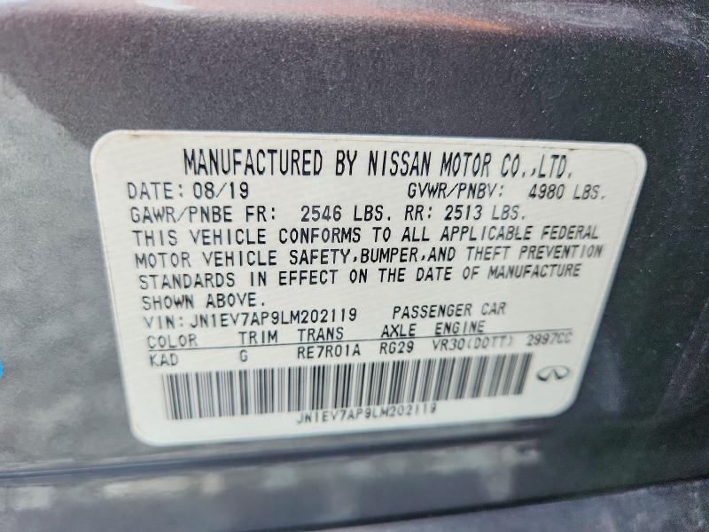 Продажа на аукционе авто 2020 Infiniti Q50, vin: JN1EV7AP9LM202119, номер лота: 61146236