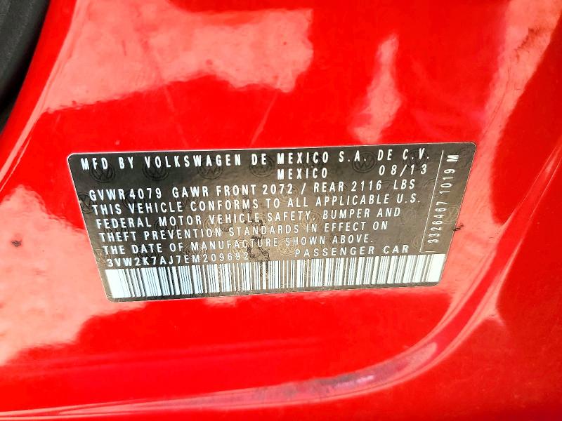 59911756 :رقم المزاد ، 3VW2K7AJ7EM209692 vin ، 2014 Volkswagen Jetta مزاد بيع