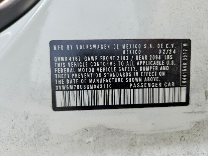 Aukcja sprzedaży 2024 Volkswagen Jetta, vin: 3VW5M7BU8RM043110, numer aukcji: 61351546