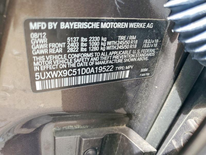 Aukcja sprzedaży 2013 Bmw X3, vin: 5UXWX9C51D0A19522, numer aukcji: 63289196