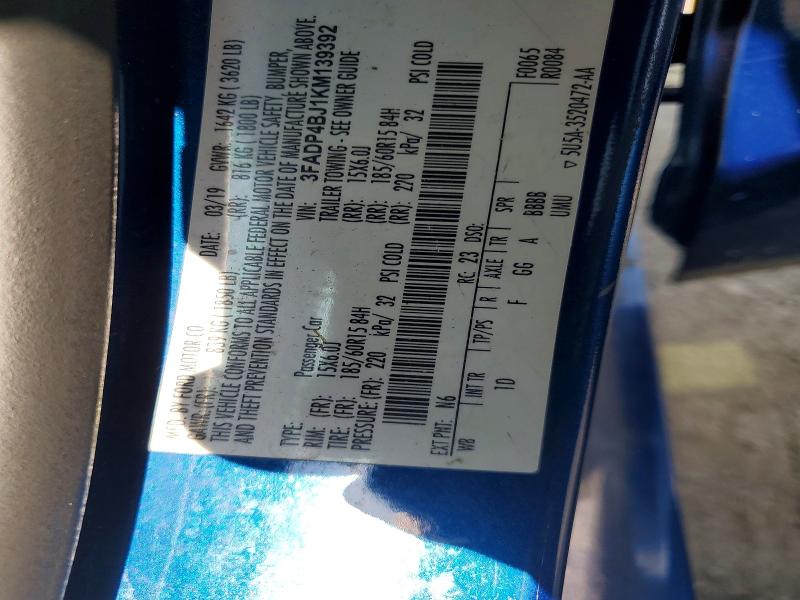 Aukcja sprzedaży 2019 Ford Fiesta, vin: 3FADP4BJ1KM139392, numer aukcji: 62121476