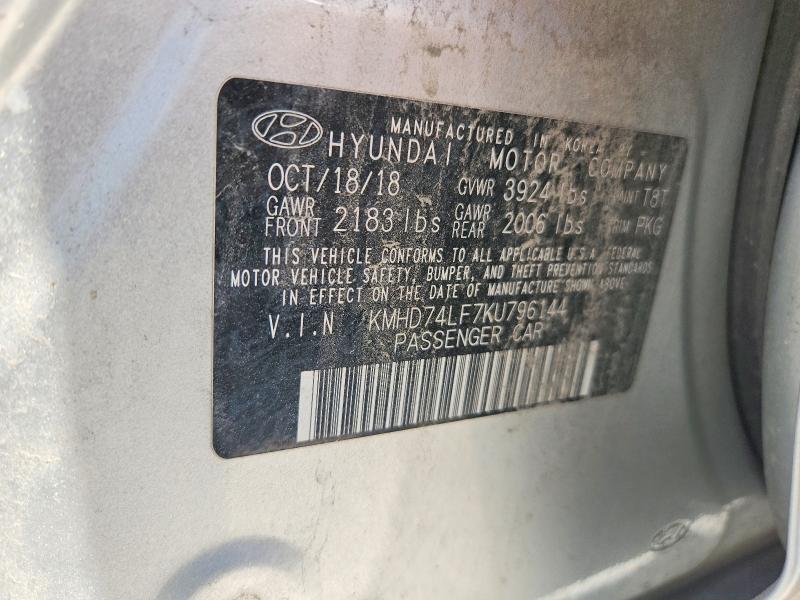Aukcja sprzedaży 2019 Hyundai Elantra, vin: KMHD74LF7KU796144, numer aukcji: 61508986