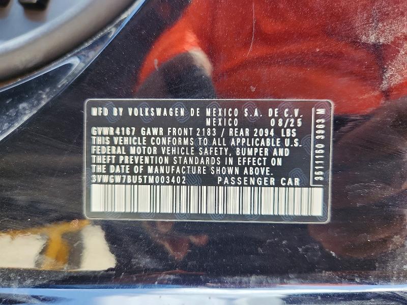 Продажа на аукционе авто 2026 Volkswagen Jetta, vin: 3VWGW7BU5TM003402, номер лота: 61677766