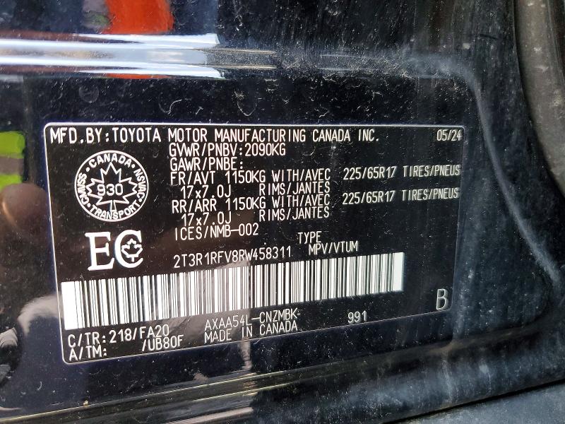 2024 Toyota Rav4 მანქანა იყიდება აუქციონზე, vin: 2T3R1RFV8RW458311, აუქციონის ნომერი: 61862326