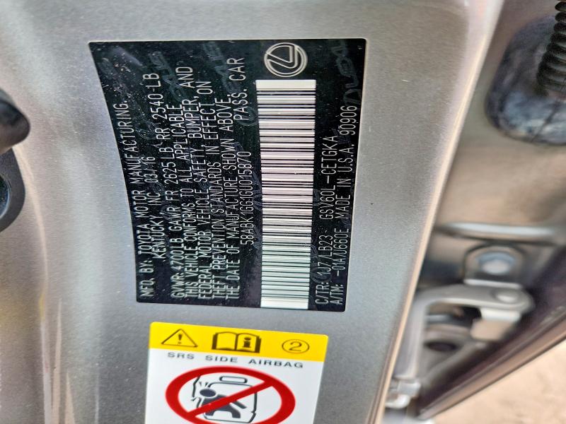 2016 Lexus Es მანქანა იყიდება აუქციონზე, vin: 58ABK1GG1GU015870, აუქციონის ნომერი: 61399566
