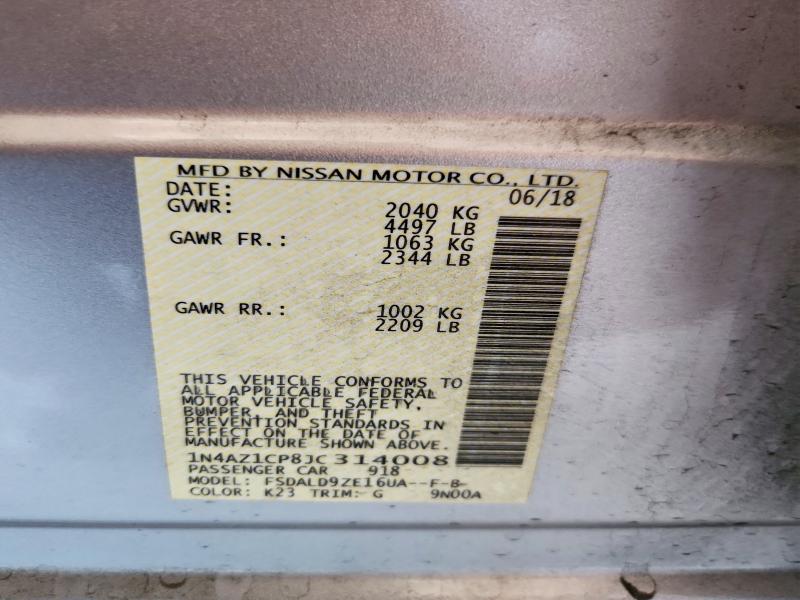 2018 Nissan Leaf მანქანა იყიდება აუქციონზე, vin: 1N4AZ1CP8JC314008, აუქციონის ნომერი: 59648616