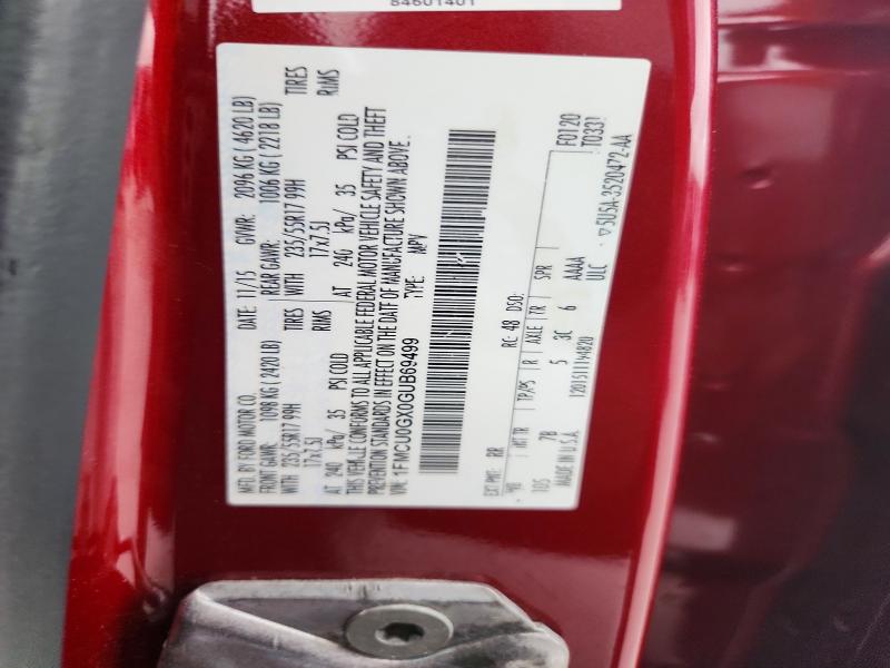 2016 Ford Escape მანქანა იყიდება აუქციონზე, vin: 1FMCU0GX0GUB69499, აუქციონის ნომერი: 62278996