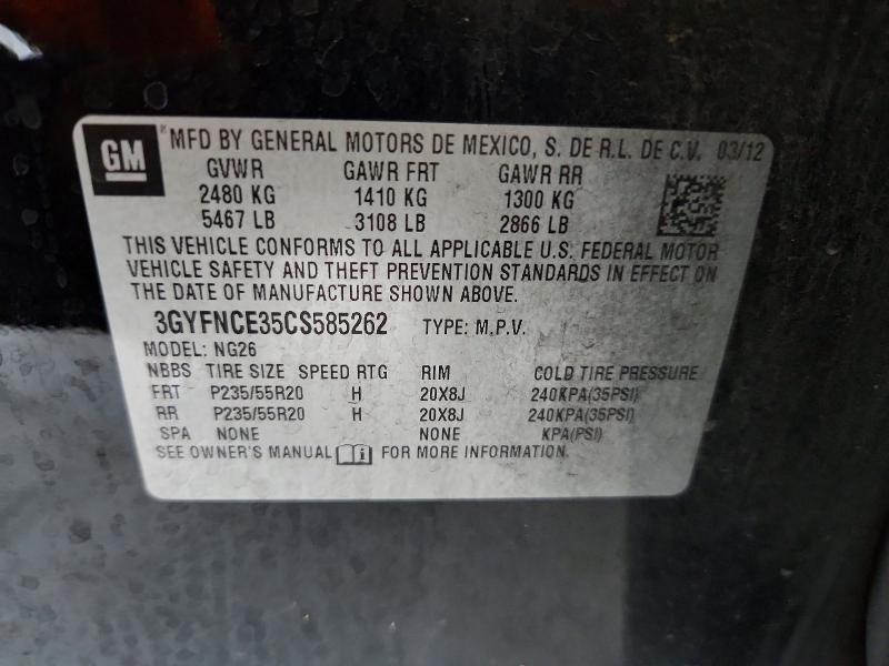 Продажа на аукционе авто 2012 Cadillac Srx, vin: 3GYFNCE35CS585262, номер лота: 61732466